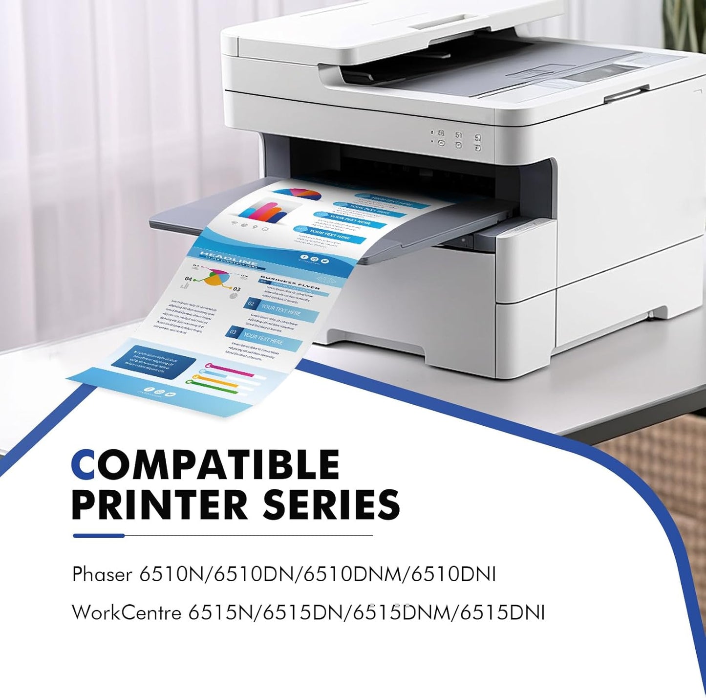 Phaser 6510 Toner Cartridge Compatible Replacement for Xerox Phaser 6510 for 6515 6510DNI 6510DN 6510N 6510DNM WorkCentre 6515DNI 6515DN 6515DNM 6515N Printer Extra High Capacity 4 Color Set