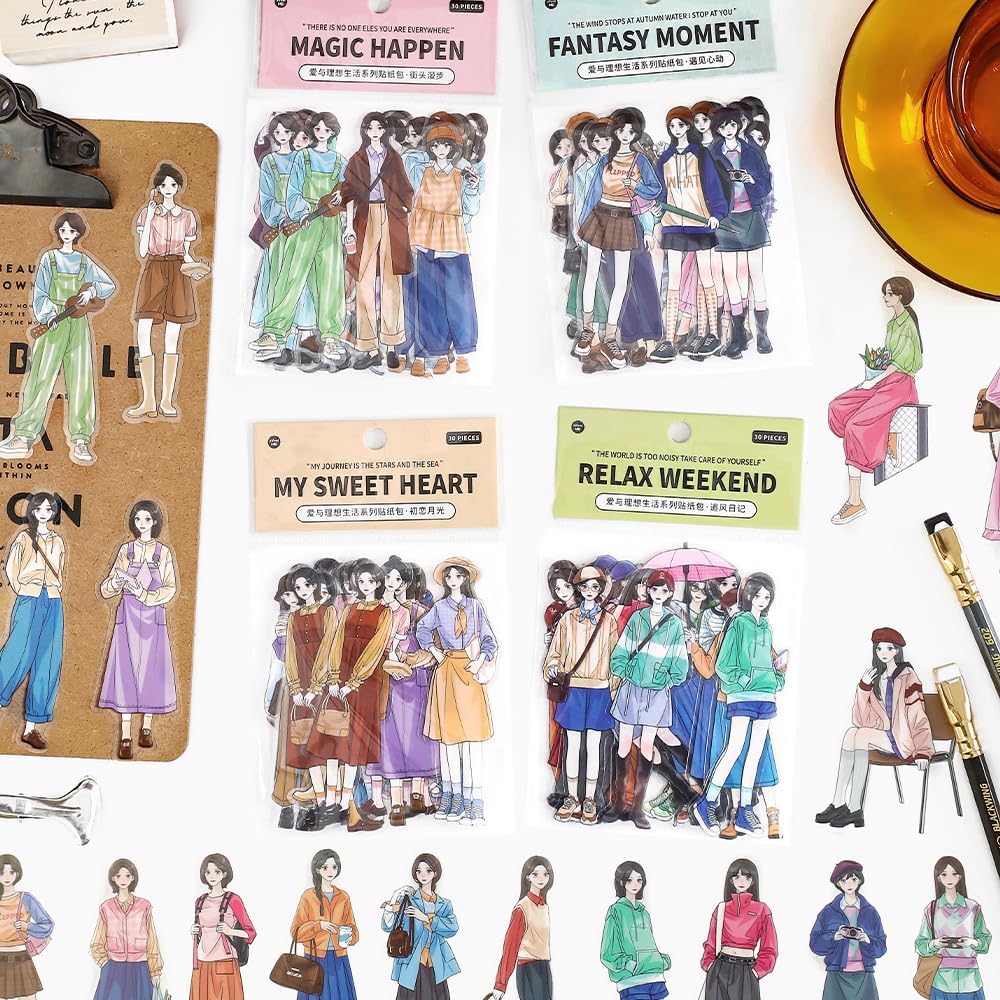 Alideco 120pcs Scrapbook Stickers Character Handbook Scrapbooking Junk Journal Crafts Embelishment Decoration Diary Stickers (aiyulixiangshenghuo)
