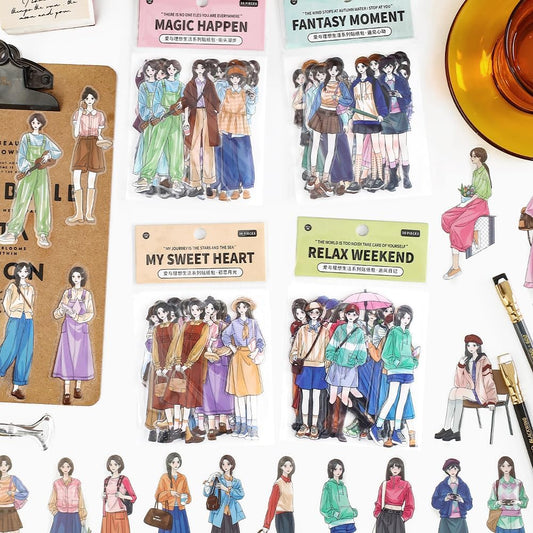 Alideco 120pcs Scrapbook Stickers Character Handbook Scrapbooking Junk Journal Crafts Embelishment Decoration Diary Stickers (aiyulixiangshenghuo)