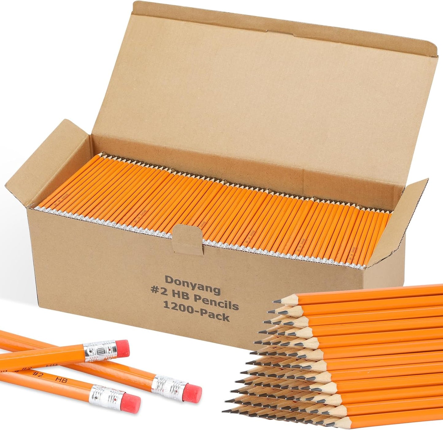 Back to School Supplies, 1200 Pack #2 HB Pencils Bulk, Pre-Sharpened No 2 HB Yellow Pencils with Erasers for Writing Drawing and Sketching,School Classroom Office Teacher Supplies for Kids and Adults