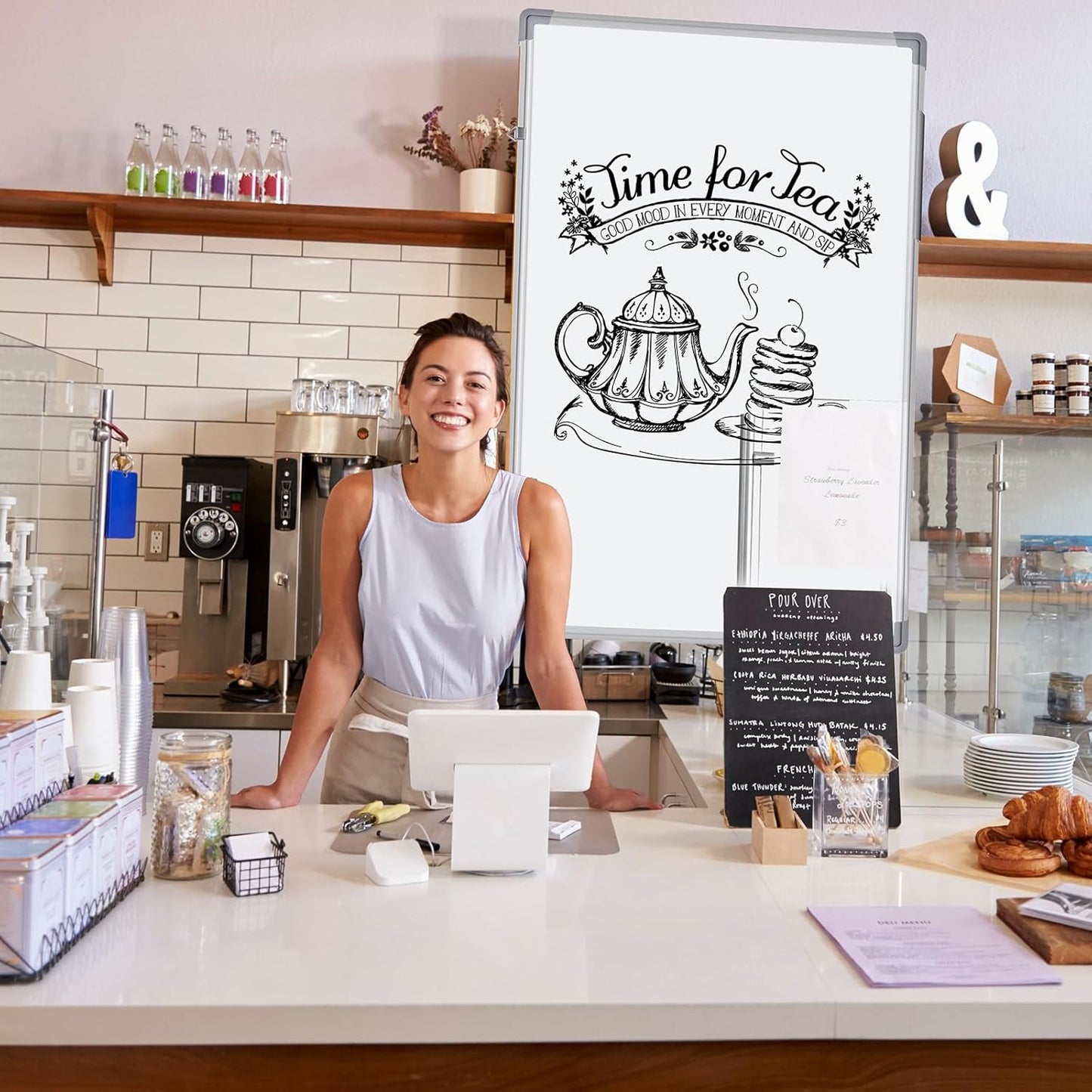 Tinlade 6 Pack Magnetic Dry Erase Whiteboard Message Presentation White Board White Board Dry Erase Aluminum Frame Hanging Whiteboard for School Home Office (36 x 24 Inches)