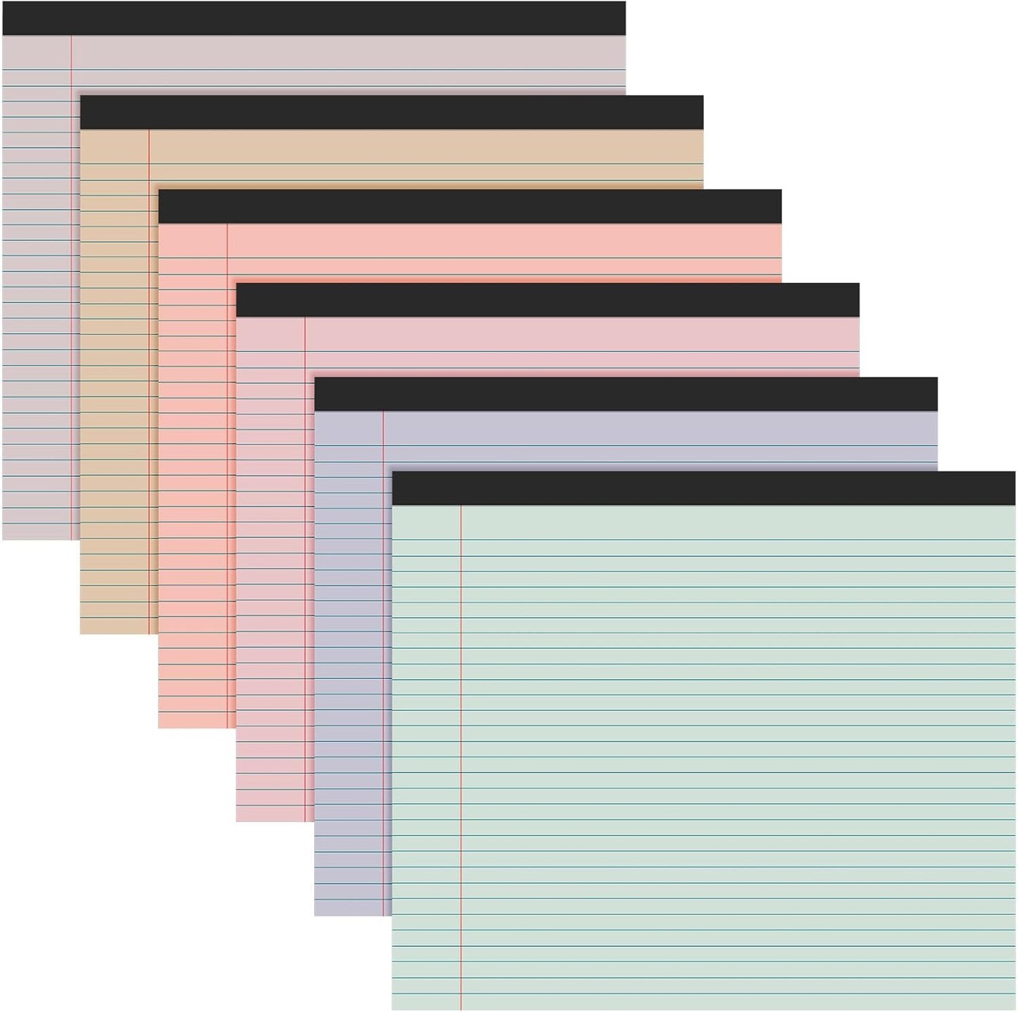 Lincia 6 Pcs 11" x 9.5" Legal Pads College Ruled Notepad Landscape Notebook Horizontal Lined Notebook 80 Gsm Assorted Colors Paper Pastel Writing Pads for School Office, 40 Sheet (Cute Color)