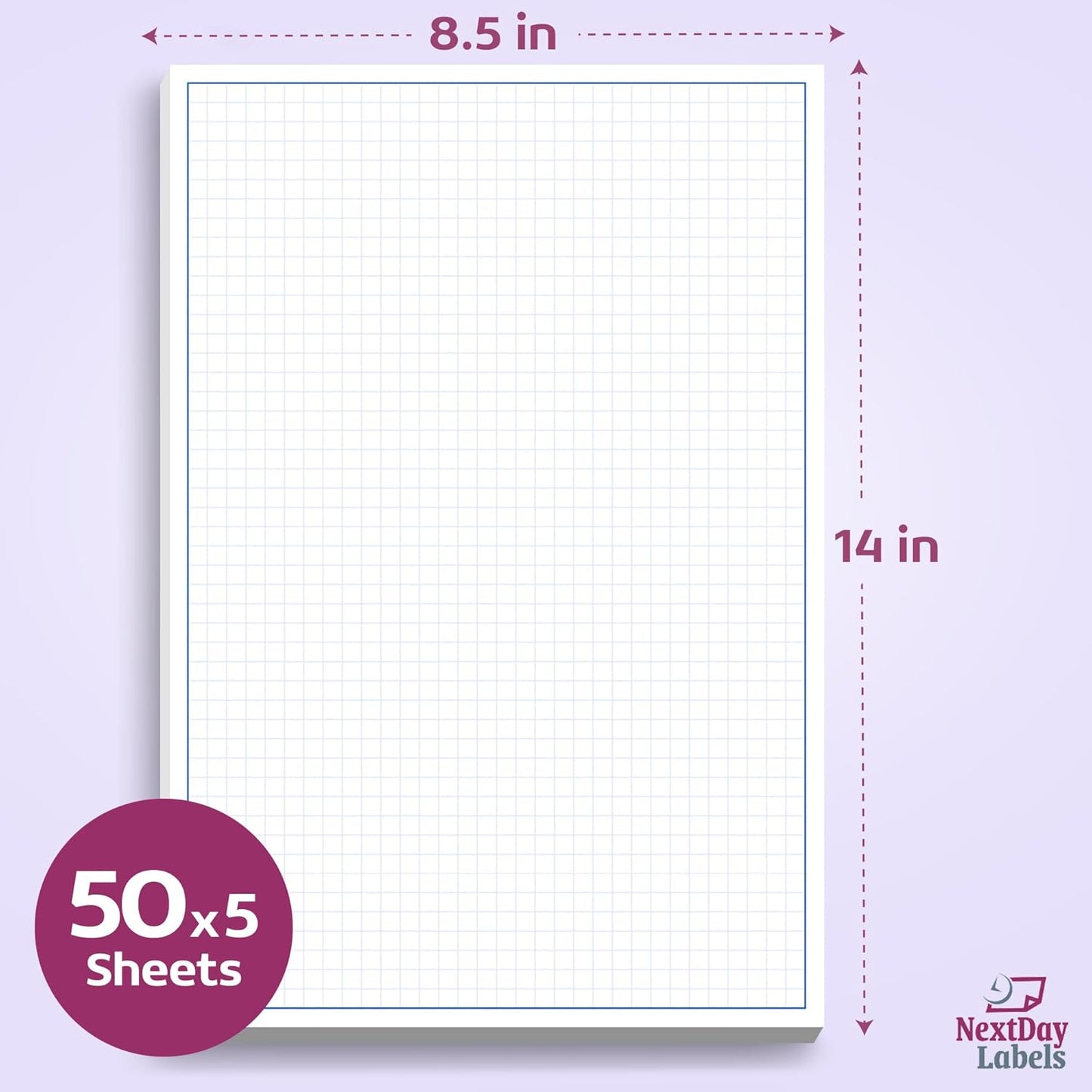 Graph Paper Pad for Blueprint Drawings, Drafting, Engineering Drawing, and Planning - Graph Paper 8.5x14 Blueprint Quadrille Grid Paper Pads with Blue Lines, High Brightness 50 Sheets (5-Pack)