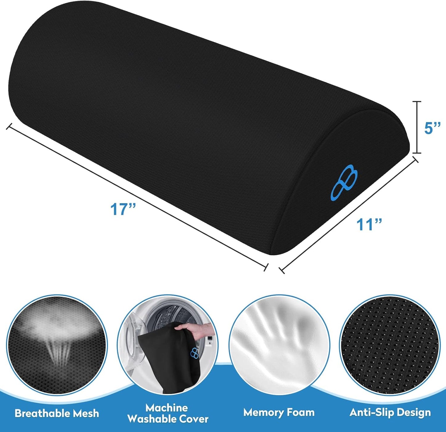 StepLively Foot Rest Ergonomic Pillow for Under Desk at Work, Anti-Fatigue Footrest Support Pillow for Fatigue & Pain Relief, Comfortable for Office Chair, Car Seat & Gaming Chair - Black