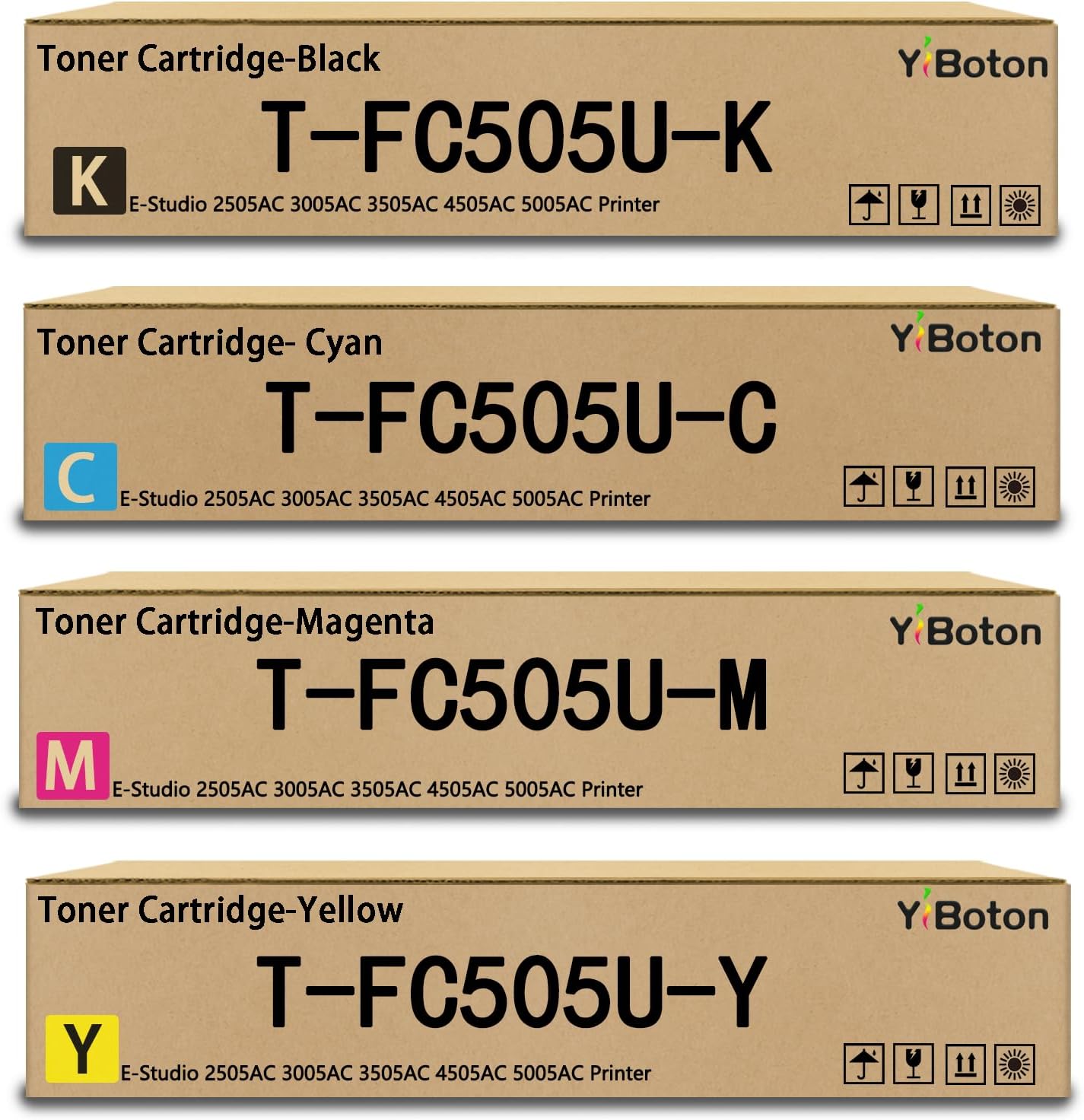 High Yield TFC505U T-FC505U Toner Cartridge Replacement for Toshiba T-FC505U-K T-FC505U-C T-FC505U-M T-FC505U-Y Compatible Toshiba e-Studio 2505AC 3005AC 3505AC 4505AC 5005AC Printers.(4-Pack)