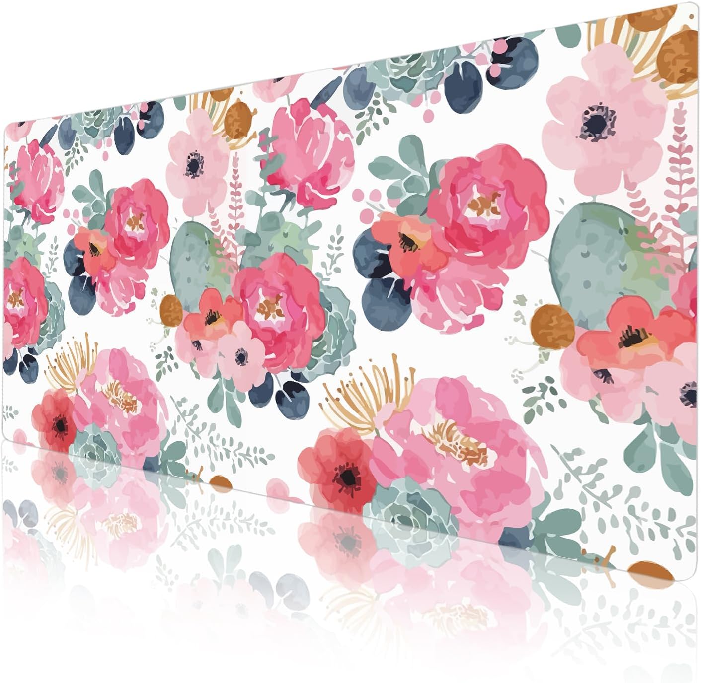 QIYI Large Mouse Pad, Pink Floral Desk Mat for Desktop, Women Girls PU Leather Waterproof Gaming Mousepad, Computer Laptop Desk Accessories Protector Writing Pads for School Office Home 31.5" x 15.7"