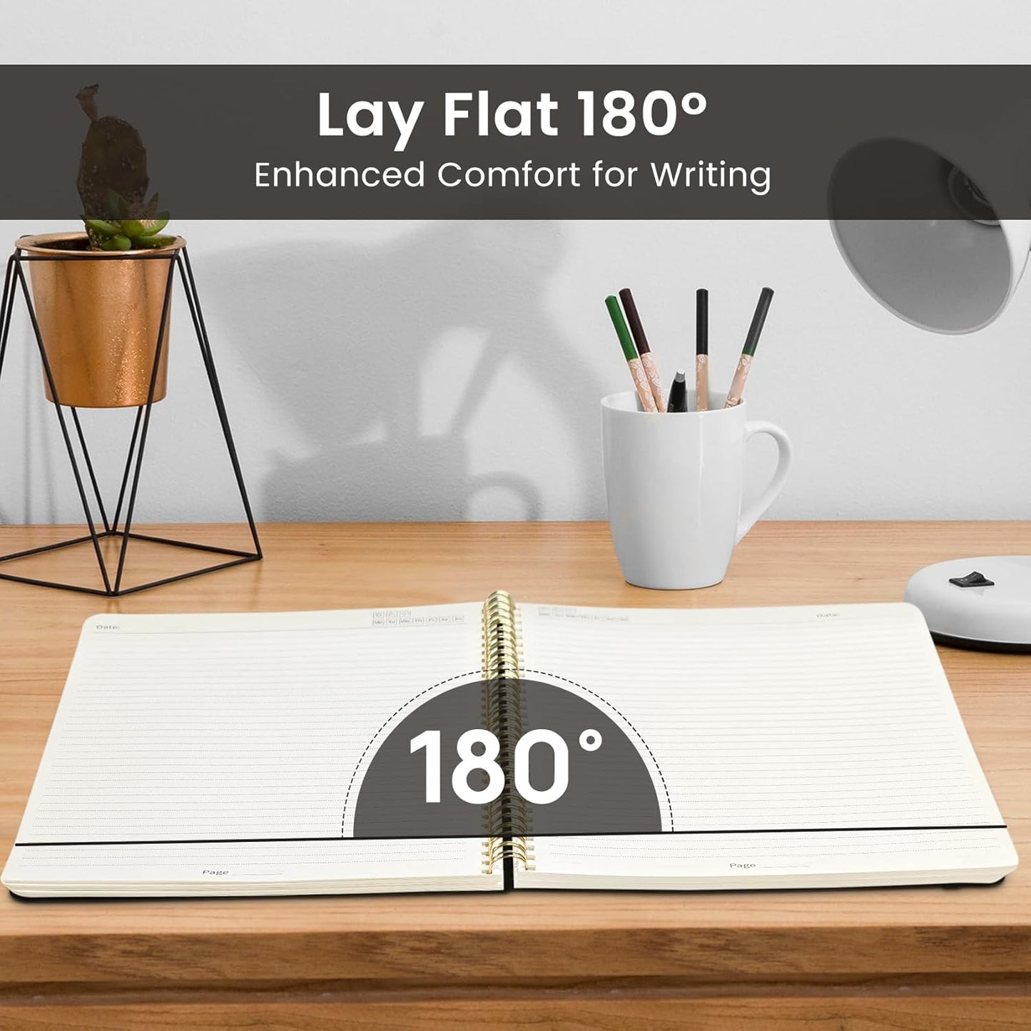 Taja Spiral Lined Notebook, 8.5"x11" Notebooks for Work, Large A4 Journal for Women & Men, College Ruled Journaling Notebook for Writing, Plastic Cover Spiral Journal, Midnight Bloom