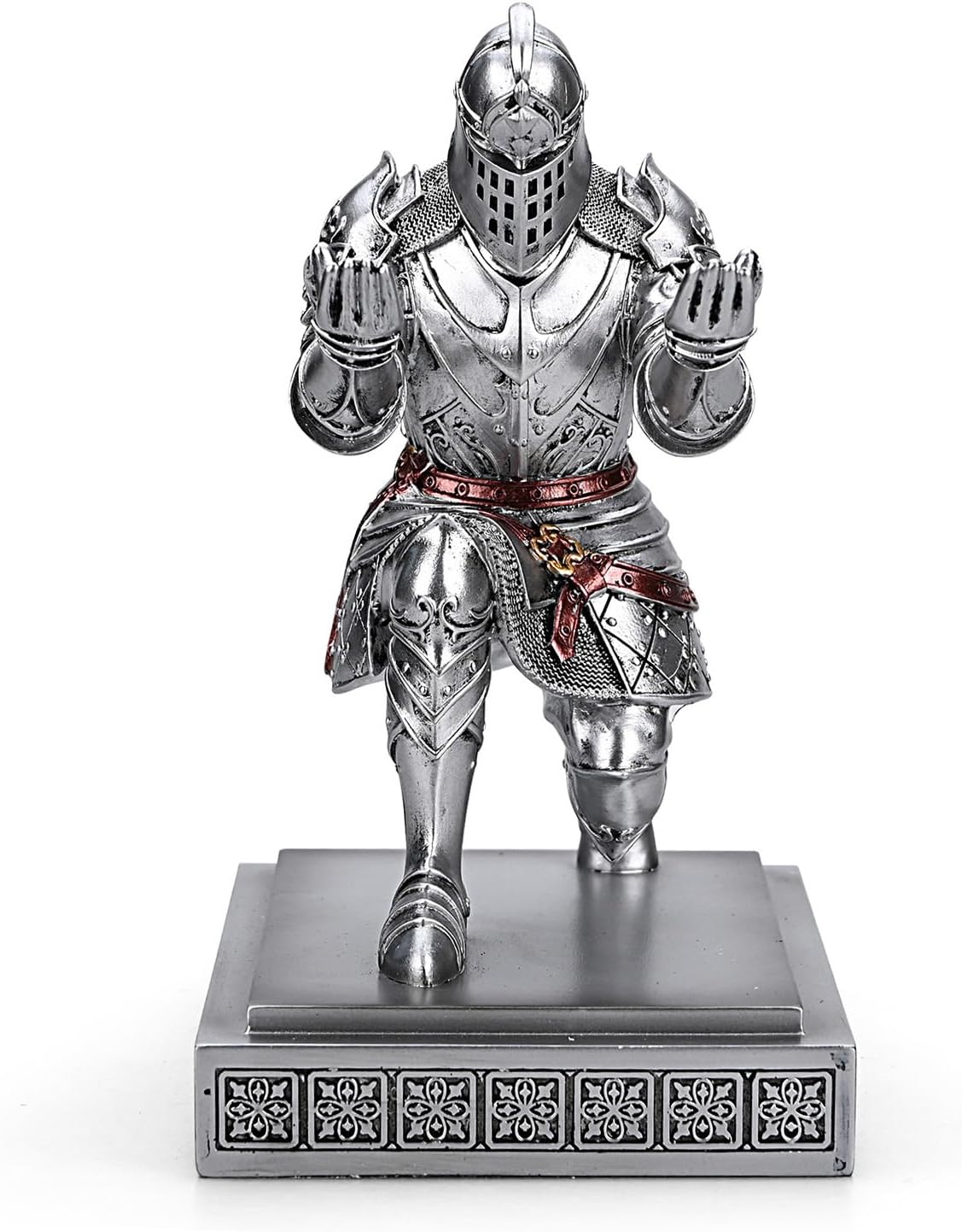 King's Guard Knight Pen Holder Pen Stand Desk Organizers and Accessories Resin Pencil Holder as Gift for Office and Home (Silver)