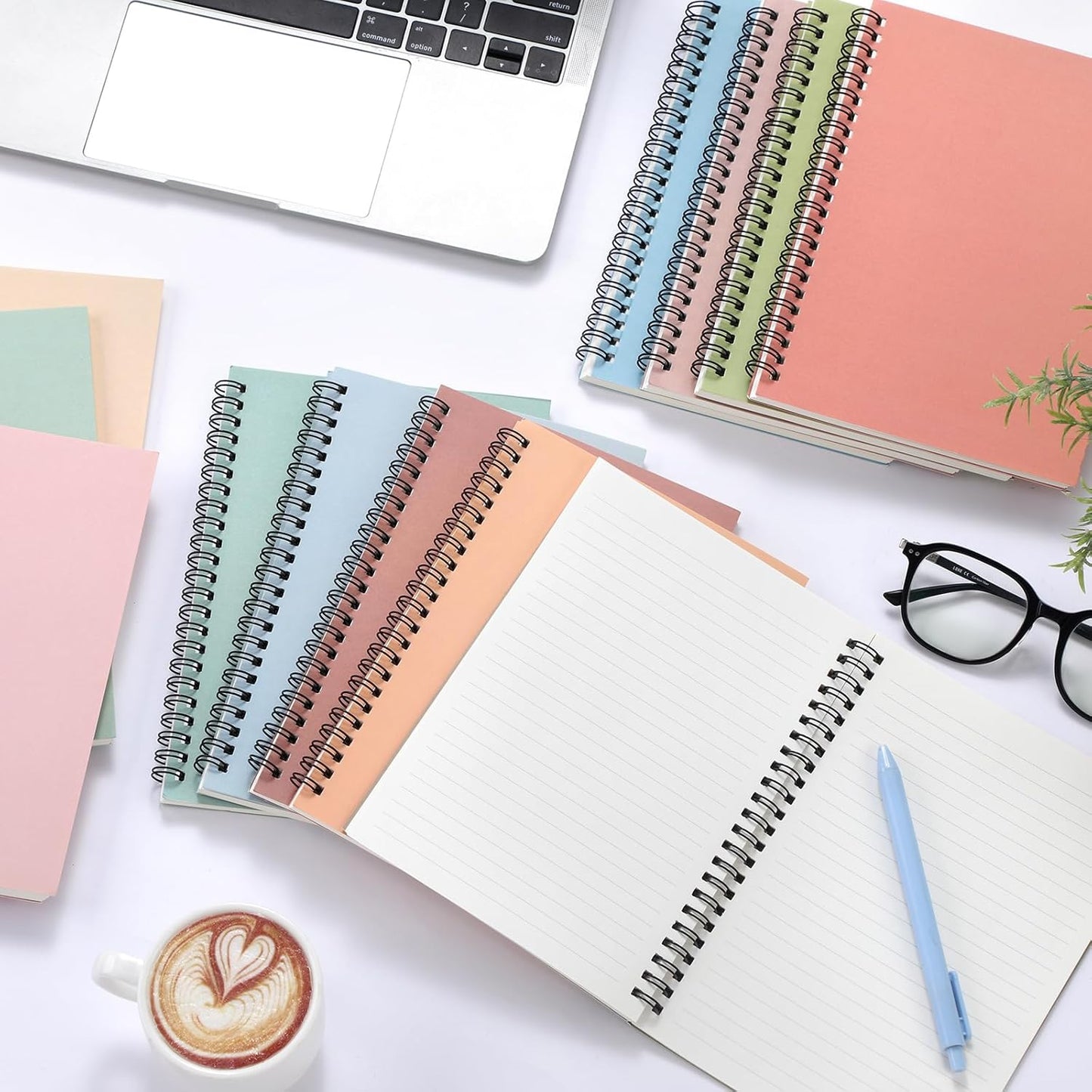 Fuutreo 12 Pcs Spiral Notebook for Work A5 8.3 x 5.7 Inch College Ruled Spiral Journal Notebook Kraft Cover Ruled Paper, 12 Color, 60 Sheets, 120 Pages for Office School(Earthy Color)