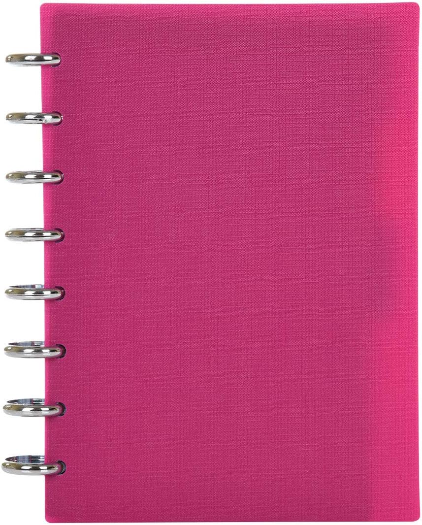Talia Discbound Notebooks, Planner, Customizable, (y90's Pink w/Silver Discs, Junior (5.5in x 8.5in))