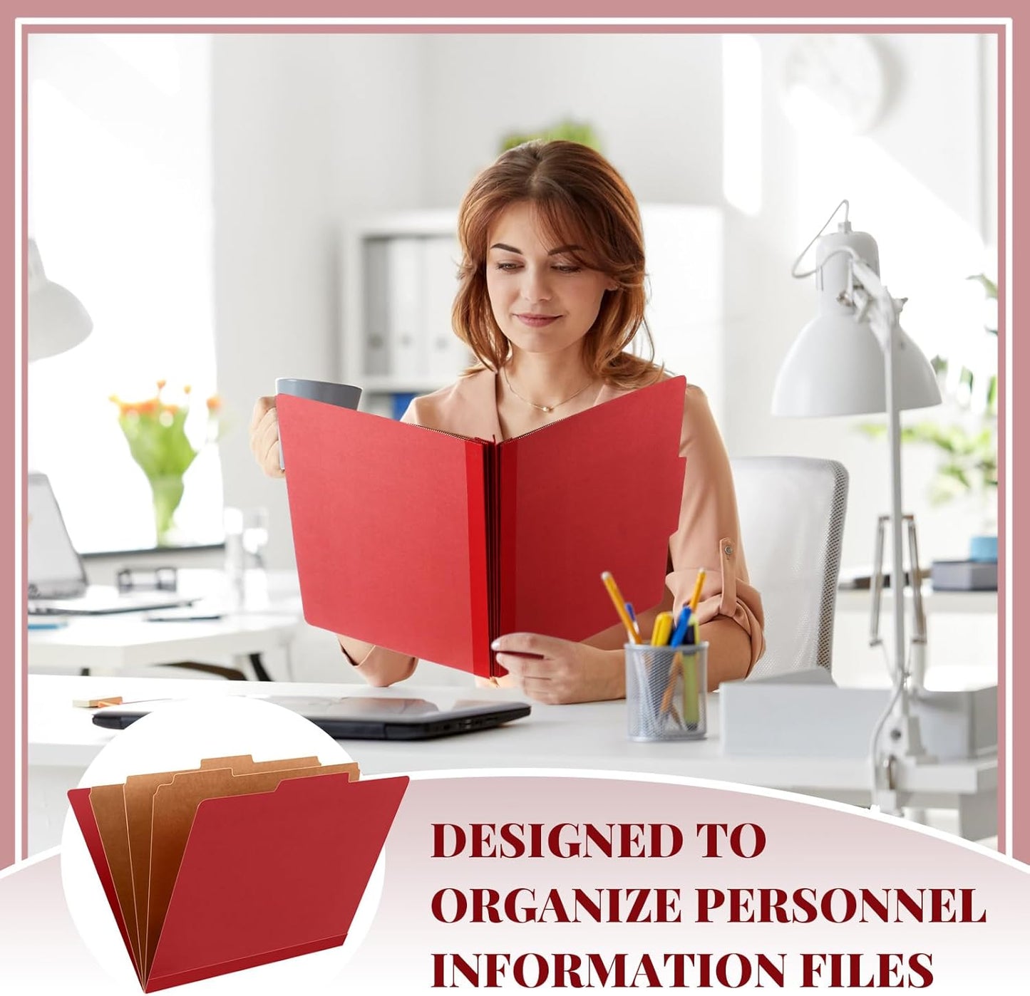 36 Pcs Classification Folders Letter Size, 3 Divider Pressboard File Folder with Fasteners, Expanding File Organizer Bulk for Teachers, Clergy, Office, Church, Christmas Donations (Red)