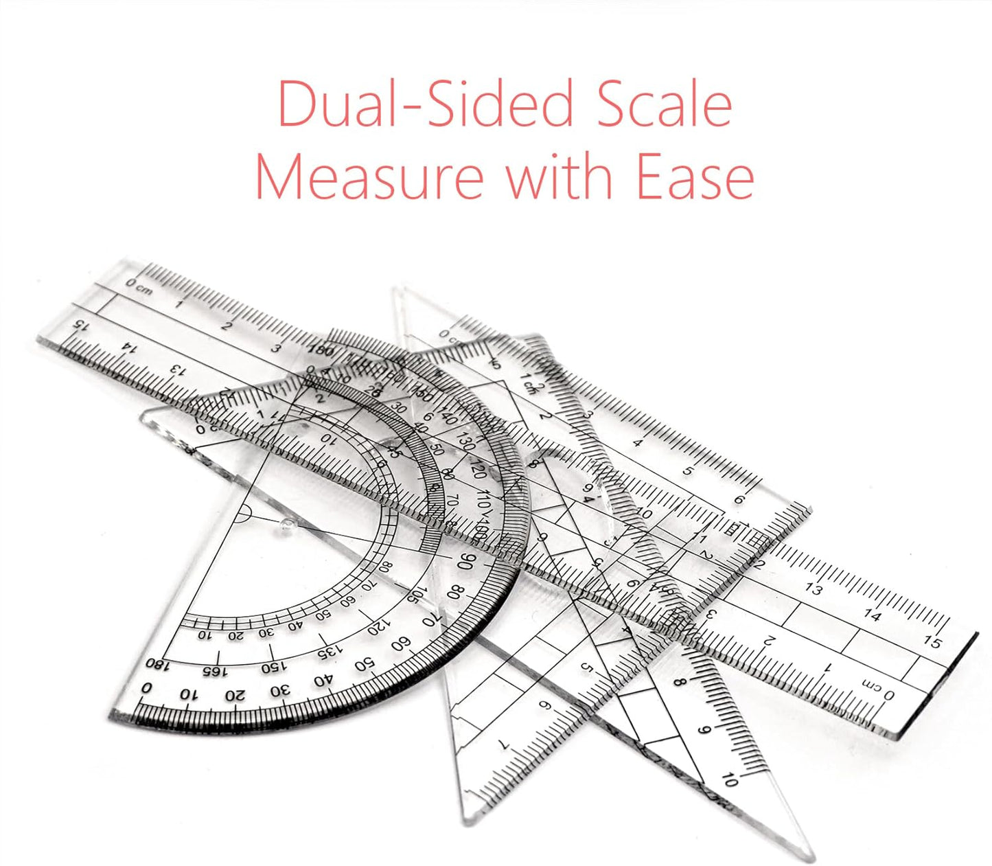 Geometry Compass Set Drafting Tools for School Students Geometry Compass Kit with Protractor, Set Squares, and Ruler Organized in a Plastic Case for Math Sarter and Homework – Stylish Pink