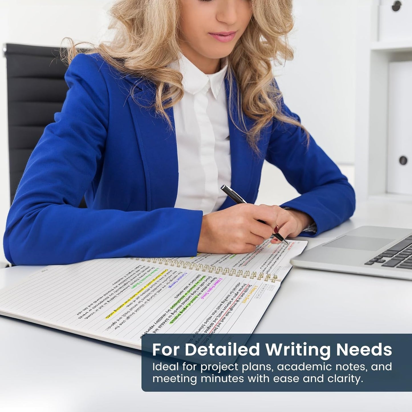 Taja Spiral Lined Notebook, 8.5"x11" Notebooks for Work, Large A4 Journal for Women & Men, College Ruled Journaling Notebook for Writing, Plastic Cover Spiral Journal, Emerald Shores