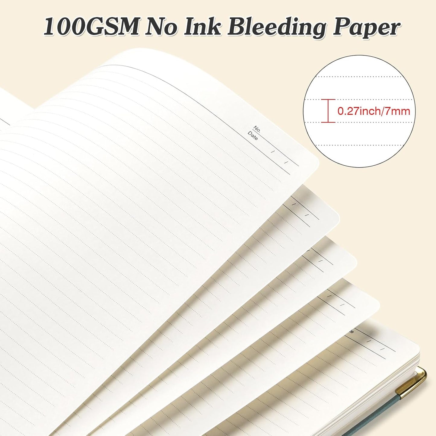 Spiral Notebook, 300 Numbered Pages Notebooks College Ruled with Contens, 100GSM Thick Journal for Women Men, Hardcover Leather Lined Journal for Writing, Large A5 Notebooks for Work School, 6" x 8"