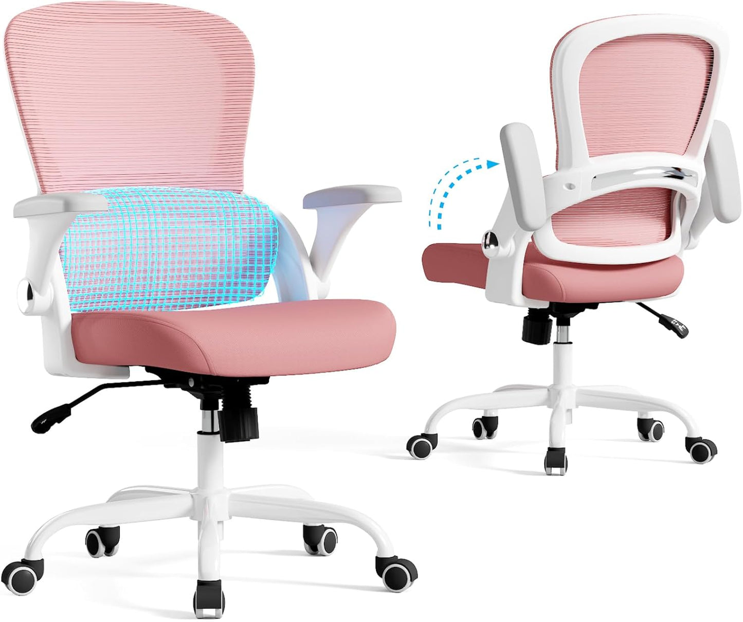 TRALT Office Chair - Ergonomic Office Chair with Back Support, Home Office Desk Chairs, Comfy Desk Chair, Computer Chair, 330lbs Wide Seat Big and Tall Office Chairs for Students (Pink)