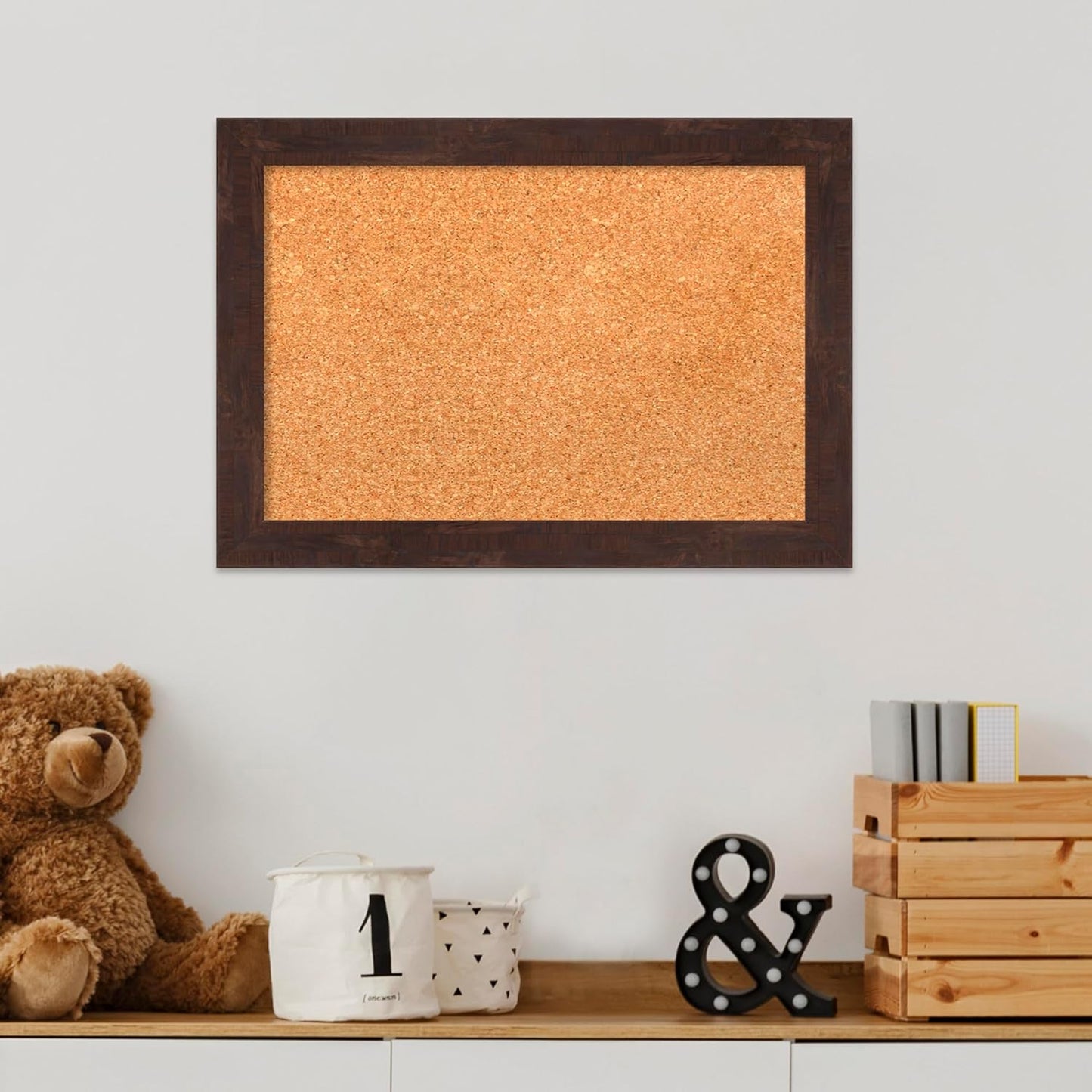 Amanti Art Natural Cork Board for Wall, 15x21 Vision Board with Brown Wood Frame, Small Corkboard Office Decor for Home Organization, Country Rustic Corkboard Pinboard to Display Items for Home