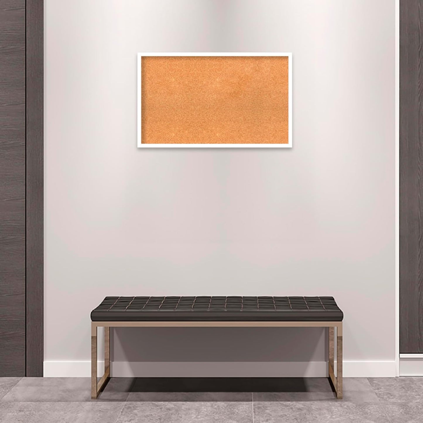 Amanti Art Natural Cork Board for Wall, 19x31 Vision Board with White Frame, Medium Corkboard Office Decor for Home Organization, Modern Corkboard Pinboard to Display Items for Home Organization in