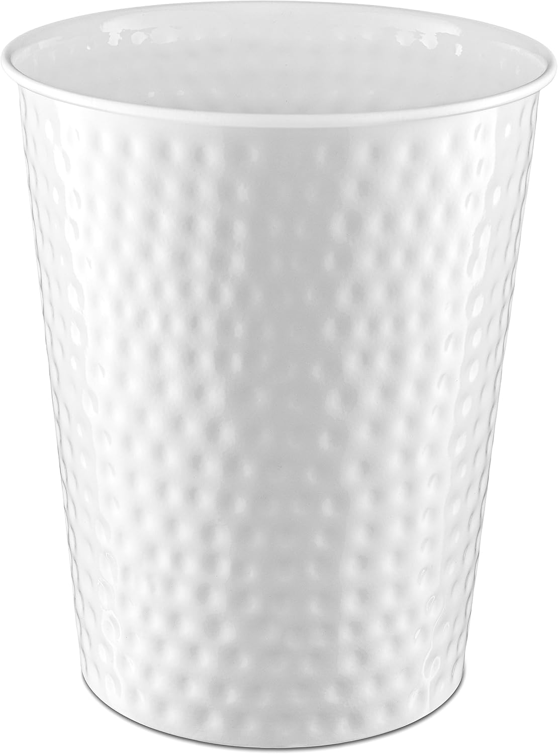 Monarch Abode White Hand Hammered Metal Wastebasket for Home Office Bedroom, Decorative Waste Basket, Modern Bathroom Garbage Can, Durable & Decorative Trash Bin, White Bathroom Trash Can