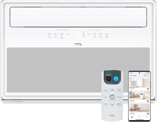 TCL 12,000 BTU Q-Series Smart Inverter Window AC, Ultra-Quiet 38dB Fan & 40dB Cooling, 38% Energy Saving, 3-Step Install, Open-able Window, Works with Smart Home Devices, Cools up to 550 Sq. Ft.