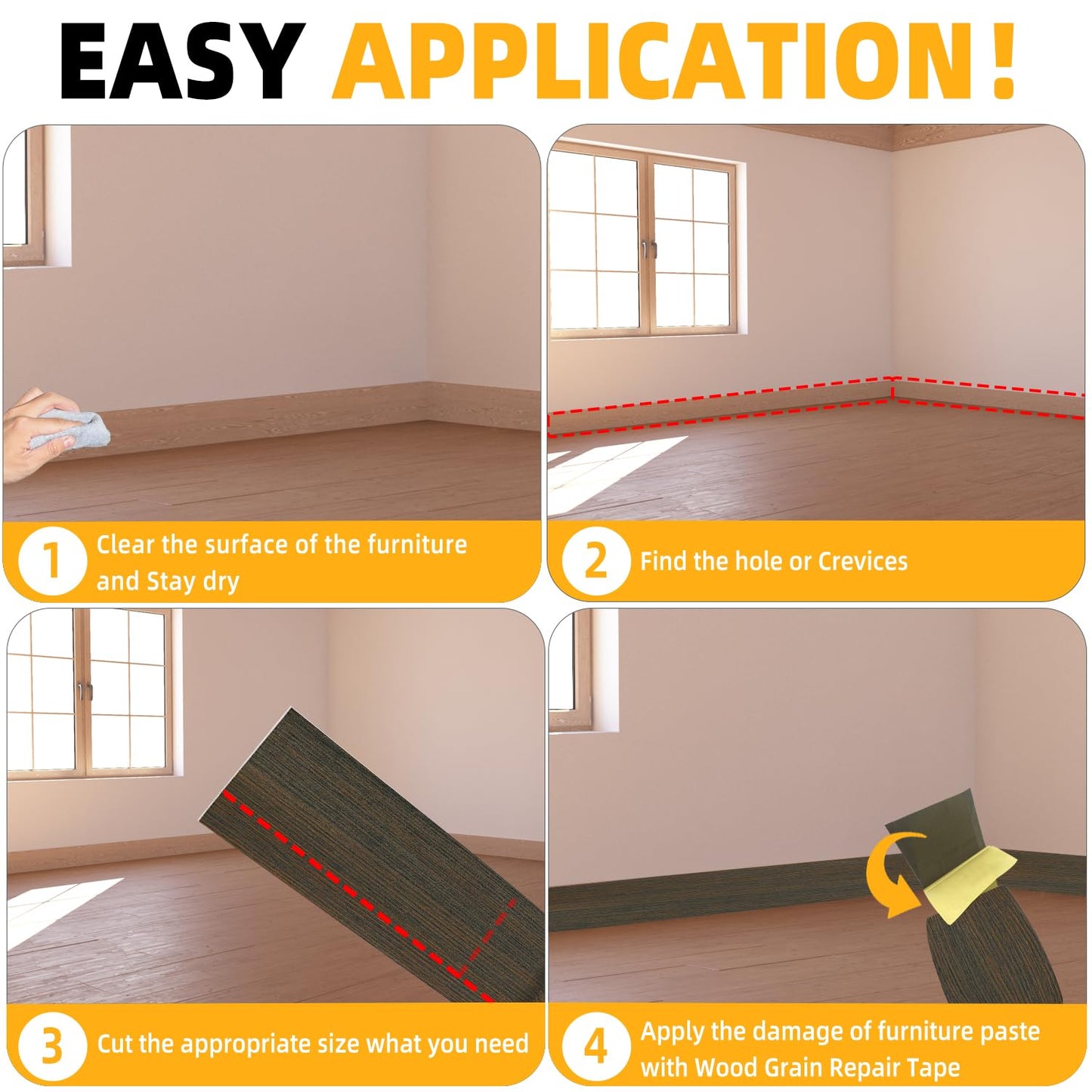 GSCIT Club Wood Grain Repair Tape, 2.3 inch X 15ft Self Adhesive Brown Walnut Grain Repair Patch for Tables, Chairs, Baseboards, Doors, Windows, Floors, Handicraft DIY.