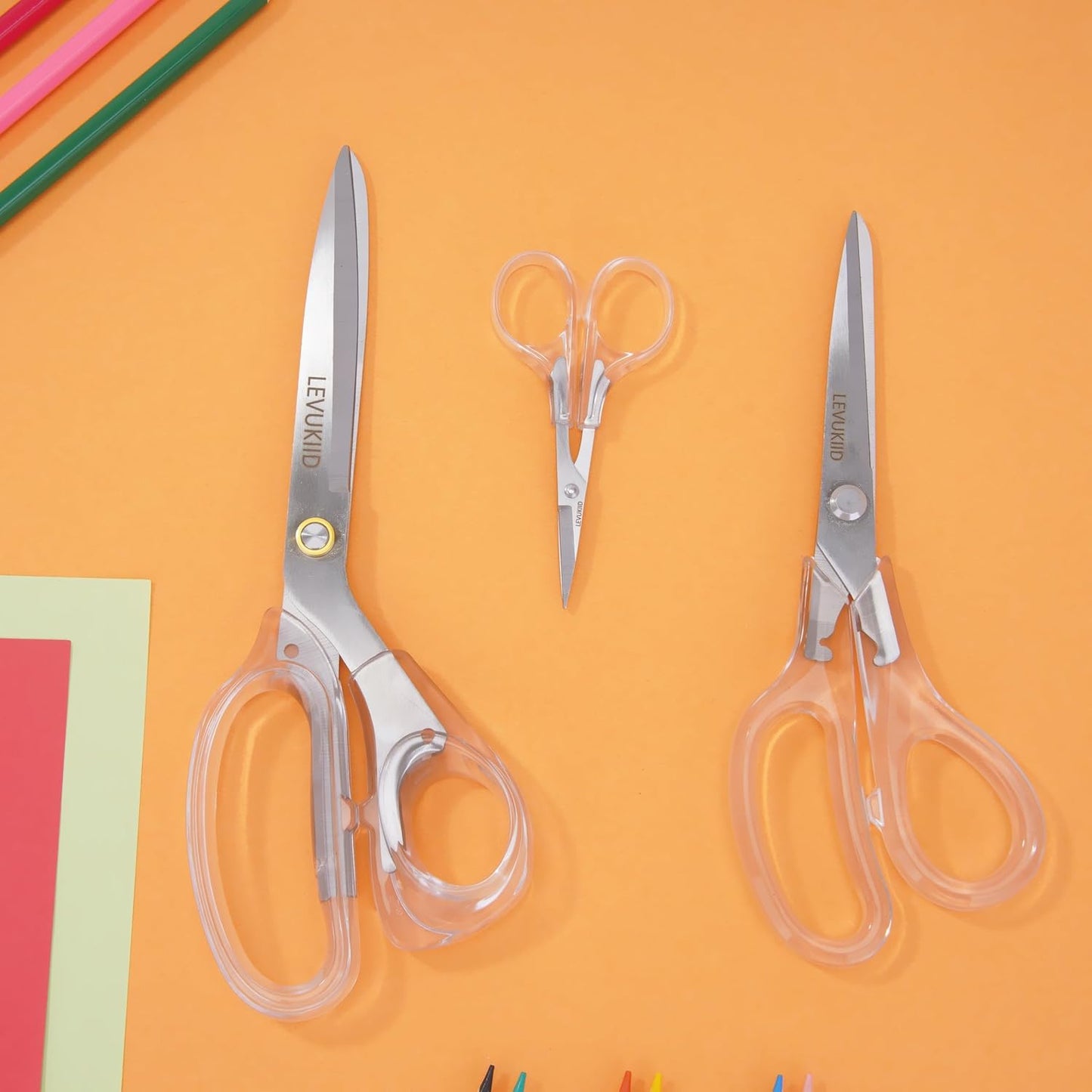 9 Inch All Purpose Scissors for Adults - Ins Style Clear Handle, 2Cr13 Stainless Steel Sharp Blade - Ideal for Fabric Crafts, Tailor's Shears - All-Purpose Fabric Scissors, Crafting & Office