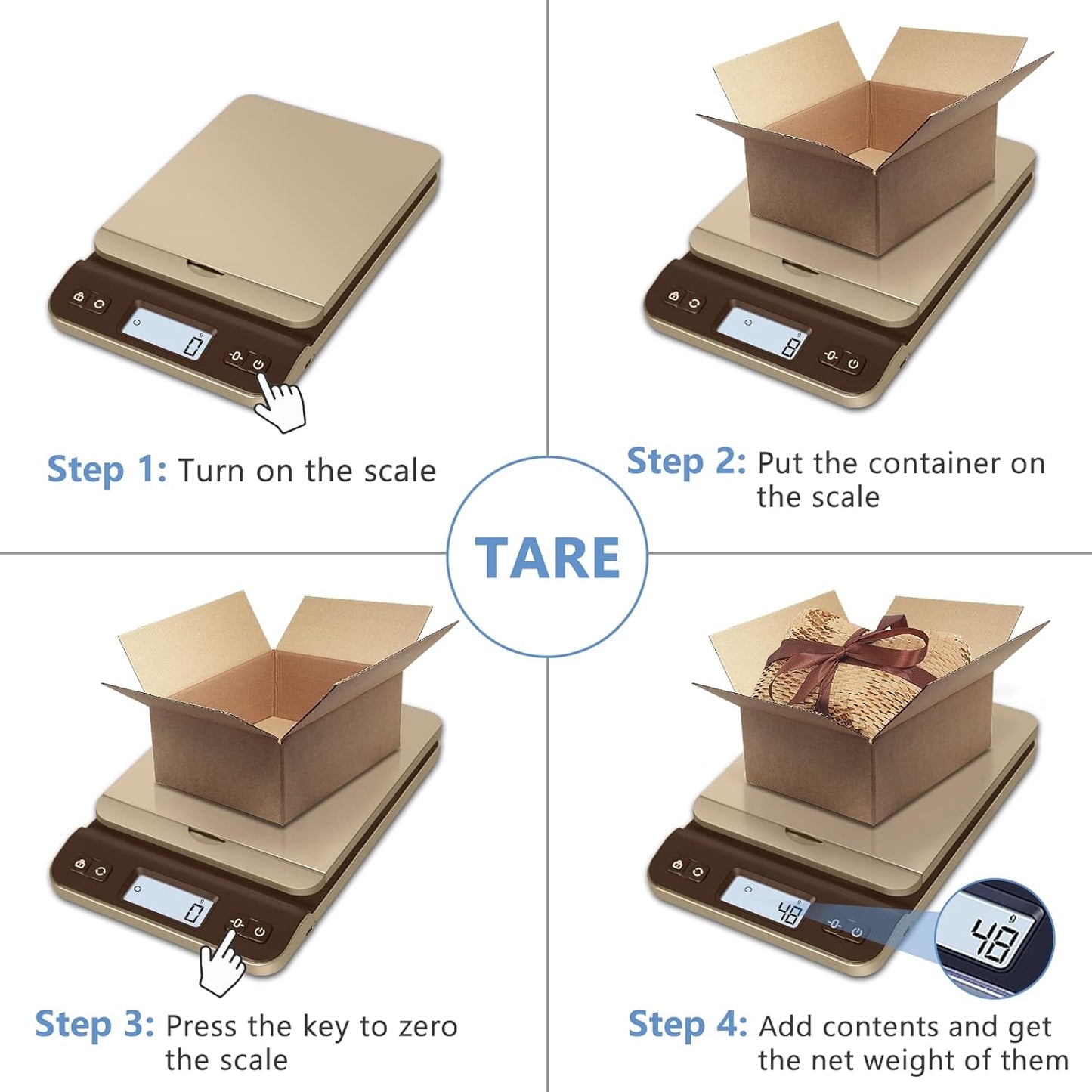 QP Digital Shipping Postal Scale, 86lb/0.1oz Accuracy Postage Scale with Hold/Tare Function, LCD Display, Flip-up Holder Package Scale, UPS Postal Scale for Packages, Battery & Tape Measure Included
