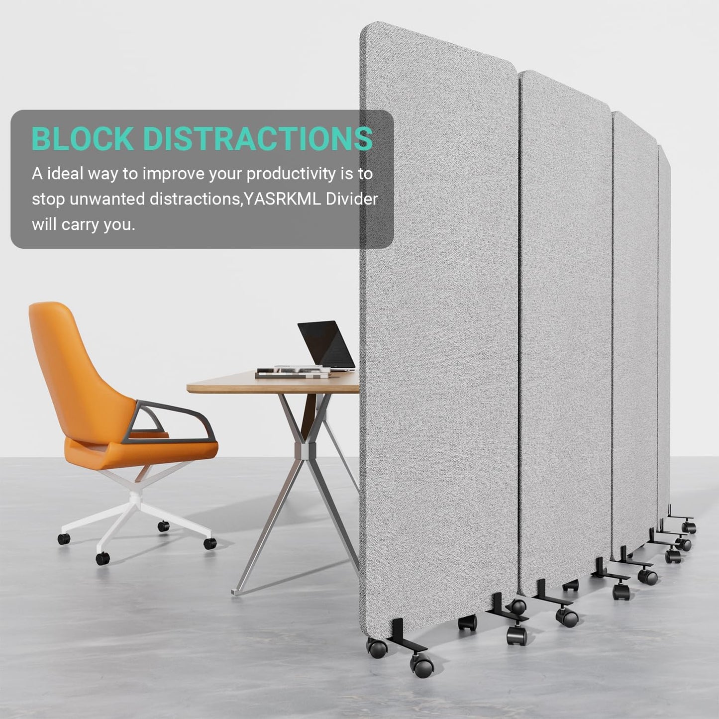 Soundproof Room Divider W/Wheels, 66in Office Dividers for Sound Proofing & Reducing, Sound Proof Dividers for Office Partitions Portable Temporary Wall Acoustic Wall Divider (Dark Grey, 4 Panel)