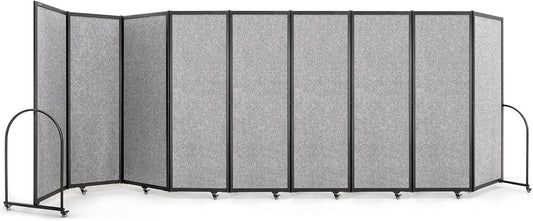 Folding Room Partition,Privacy Room Screen with Arms,Office Dividers Partition Wall,18'5"L* 6'7"H,Light Grey