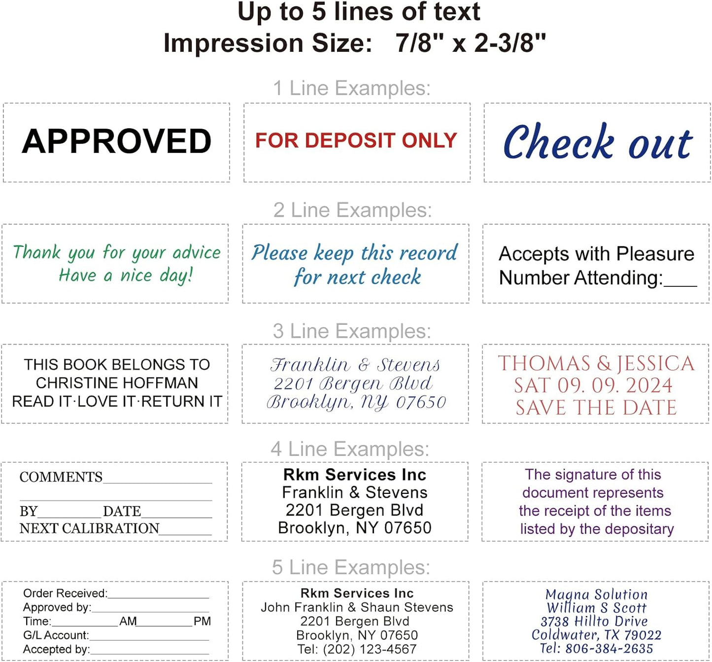 Large Size Custom Self-Inking Stamp Customized Return Address Stamp - Up to 5 Lines of Text Choose from Many Fonts & Ink Colors