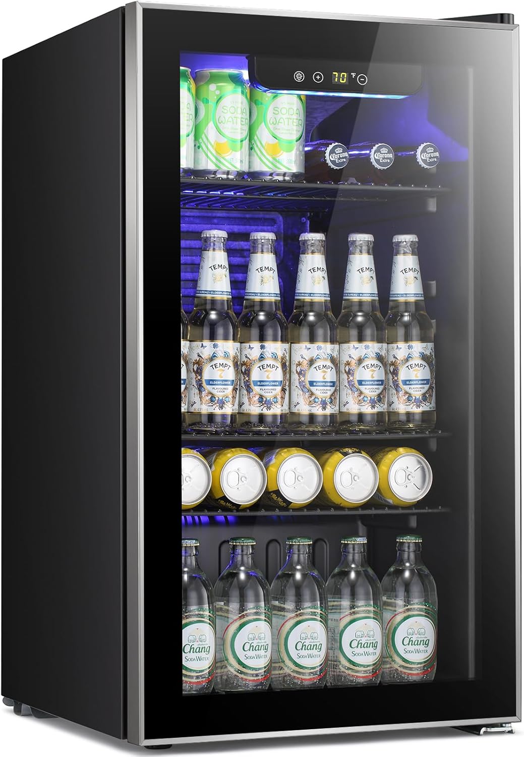 Antarctic Star Beverage Refrigerator -120 Can Mini Fridge for Soda Beer or Wine,Small Drink Dispenser, For Office or Bar with Adjustable Removable Shelves，Convertible Door ，3.1 Cu.Ft
