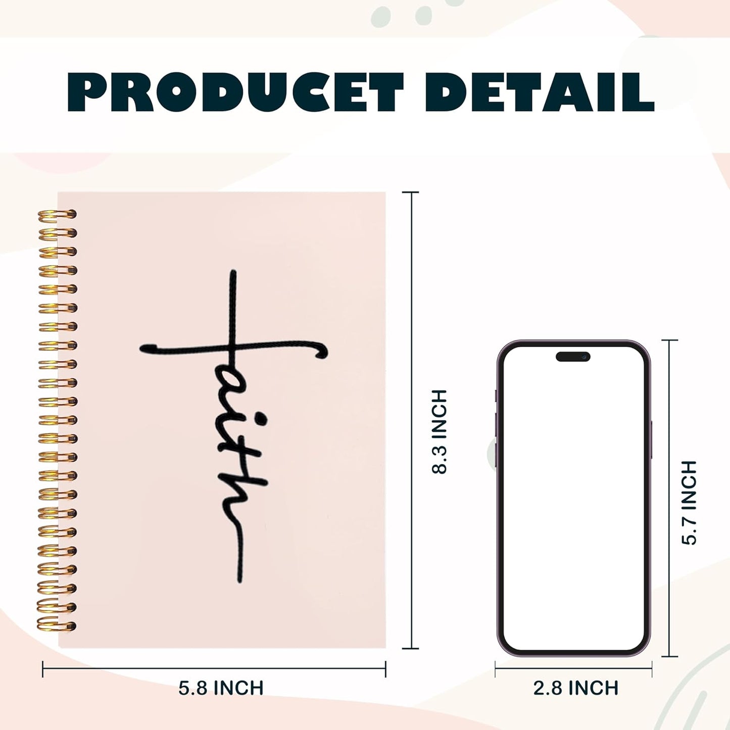 BearCake Faith Journal, Christian Notebook, Christian Gifts for Women, Bible Notebooks for Note Taking, Bible Journaling Notebook, Prayer Journal, Hardcover Spiral Notebook 5.5x8.3