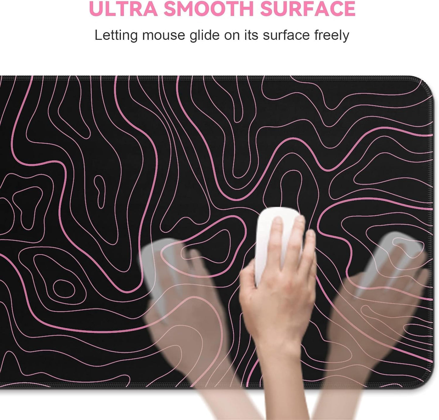 Large Mouse Pad for Desk - Gaming Mouse Pad with Non-Slip Base Stitched Edges, Desk Mat Desk Pad for Keyboard and Mouse