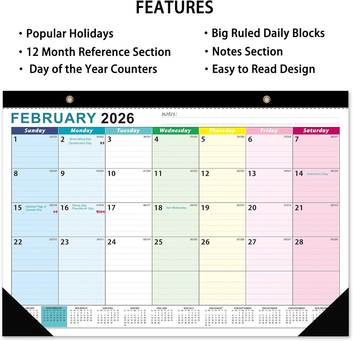 2026 Desk Calendar - 18 Monthly Calendar 2026-2027, Jan 2026 - Jun 2027, 17" x 12", Large Desk Calendar 2026-2027 with Thick Paper, Large Blocks, Stickers, Home or Office Calendar for Easy Organizing