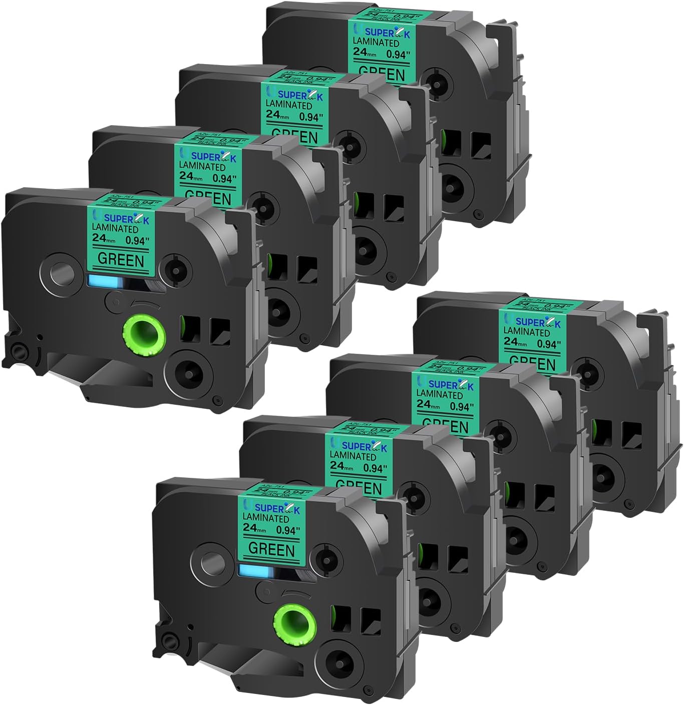 8PK Compatible for Brother P-Touch Label Maker Tape TZe-751 TZ-751 TZe751 TZ751 Black on Green 24mm 0.94 inch 1'' x 26.2ft Laminated TZe TZ Label Tape for PT-2730 PT-2730VP PT-3600 PT-7500
