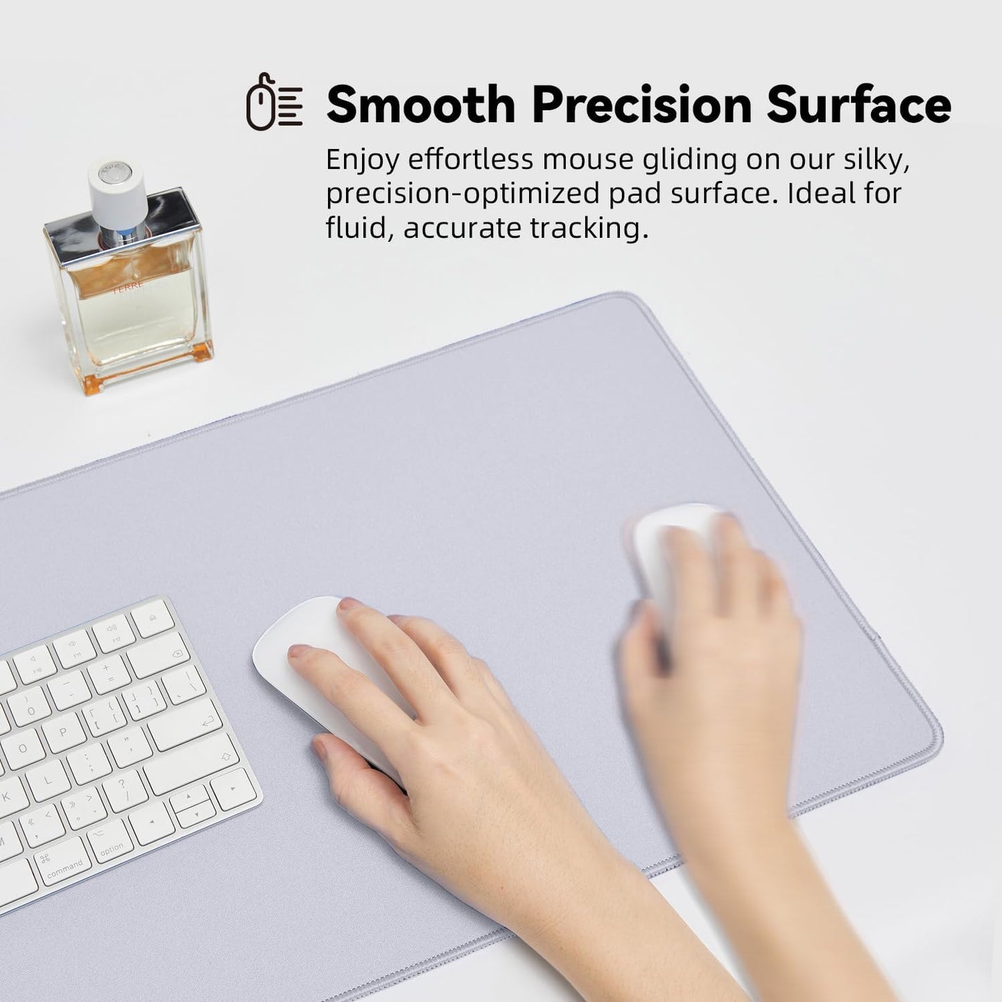 Waterproof Large Gaming Mouse Pad with Durable Stitched Edges, Non-Slip Rubber Base, Grainy Jacquard Mouse Mat Desk Pad for Home Office Gaming, 15.74"x35.43"x0.12", Light Gray