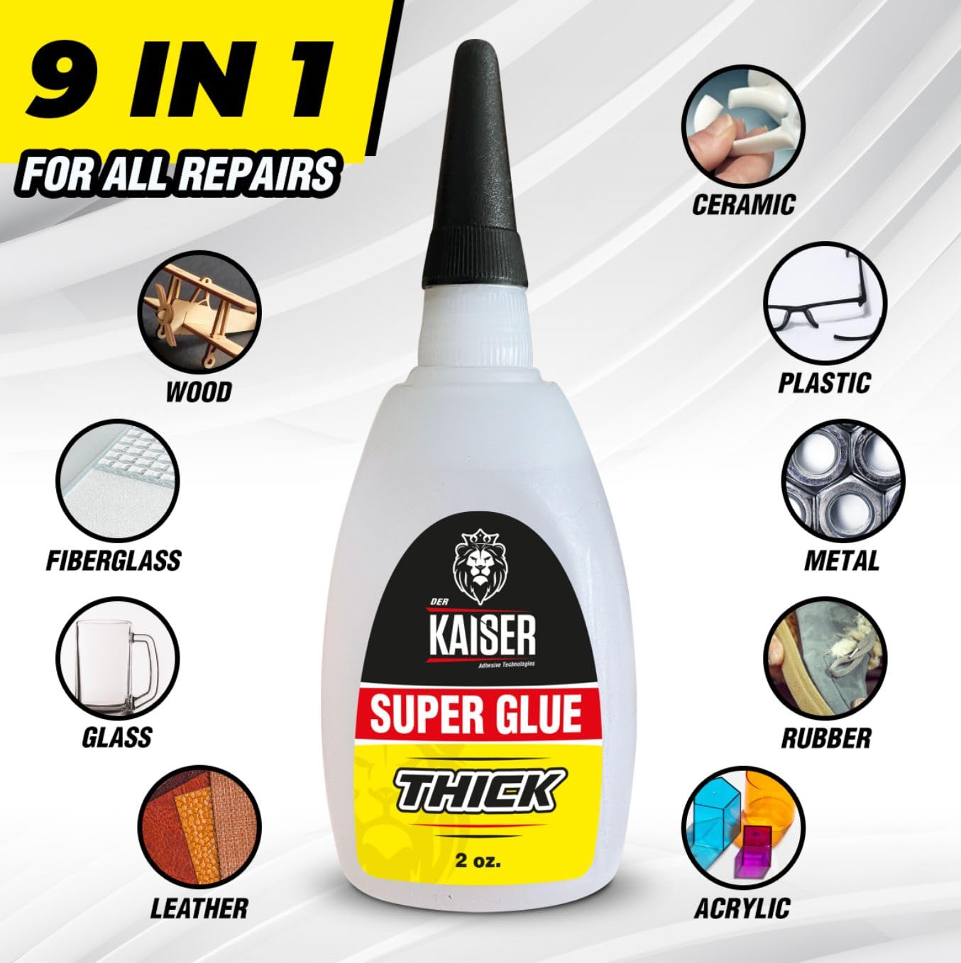 Thick Cyanoacrylate (CA) Super Glue – 2 oz Bottle – Gap-Filling Adhesive for Wood, Stone, Ceramic, and DIY Repairs