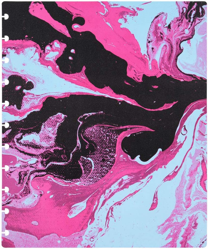 Talia Discbound Notebooks, Planner, Customizable, (xMarble Flow Taffy w/Black Discs, Letter (8.5in x 11in))