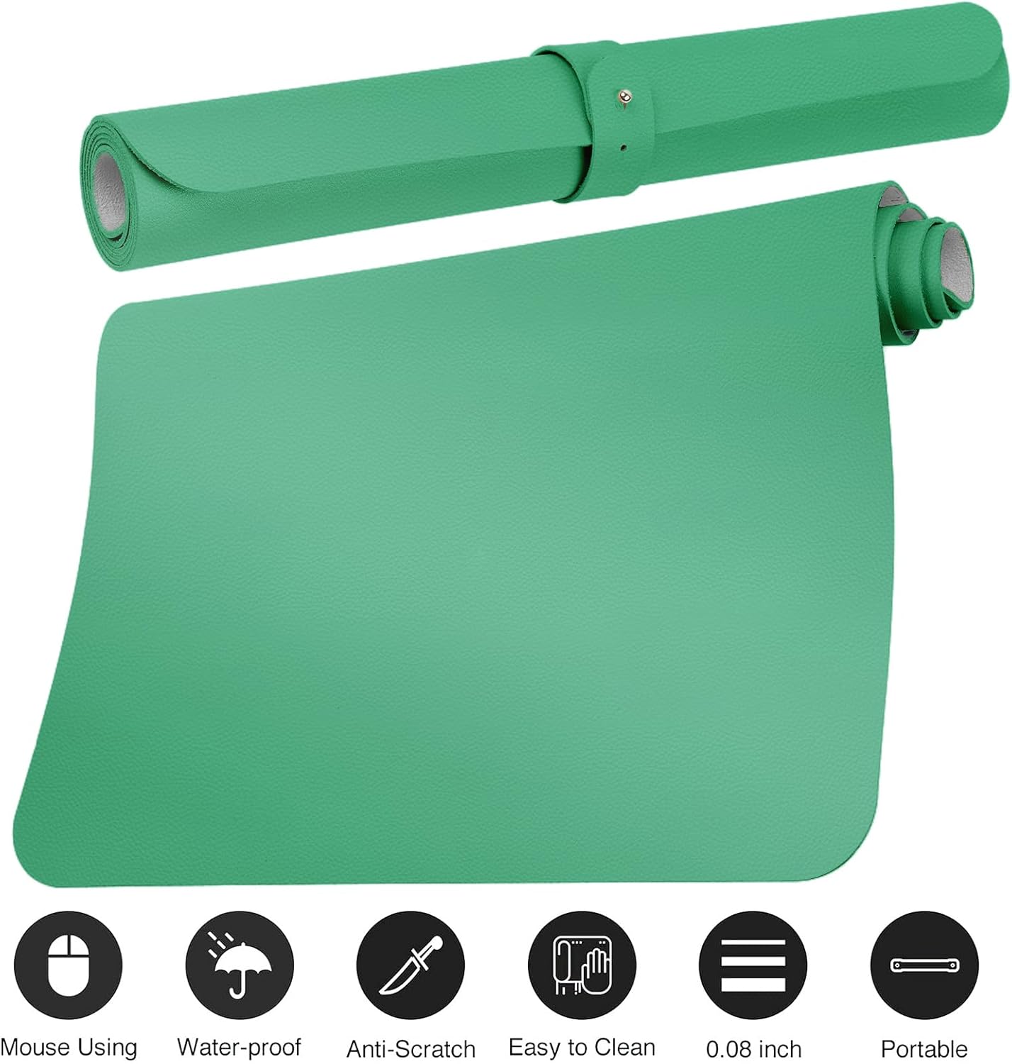 Boutilon Leather Desk Pad Protector,Non-Slip Mouse Pad,Laptop Desk Pad,Office Mouse Mat,Waterproof Leather Desk Blotter,Desk Writing Pad for Office and Home (L-Light Green,35"x 17")