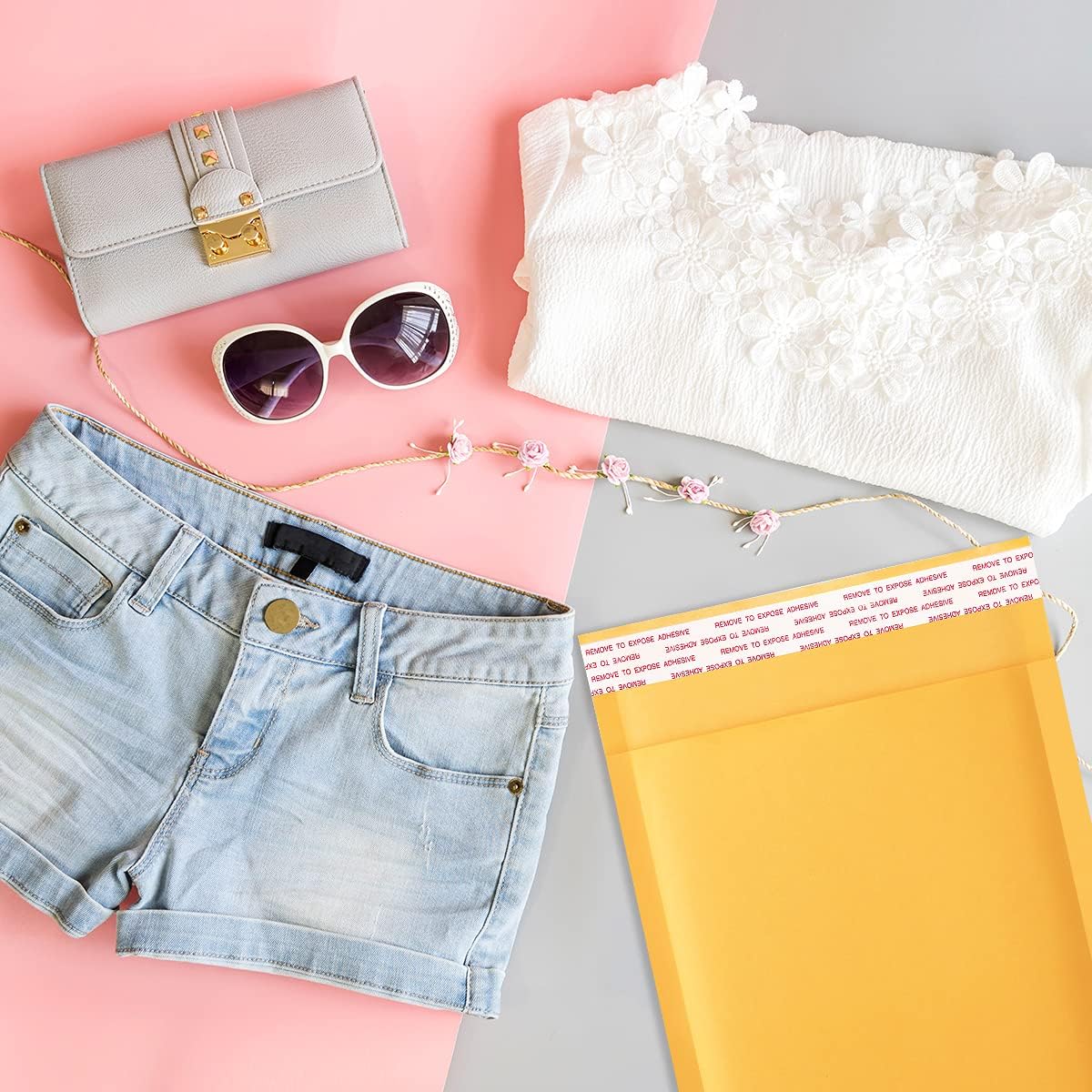 UCGOU Kraft Bubble Mailers 10.5x16 Inch 25 Pack Usable Size 10.5x15 Yellow Padded Envelopes #5 Large Mailing Packages Self Sealing Tear Resistant Boutique Bulk Mail Shipping Bags for Book and More