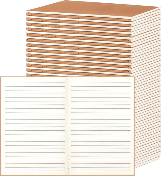 60 Pack A5 Ruled Lined Kraft Notebooks Bulk, Journaling Notebooks, A5 Lined College Ruled Notebook, 8.3x5.5 Inches 60 Pages Travel Journal Notebooks Set for Work, School, Student, Kids, Writing