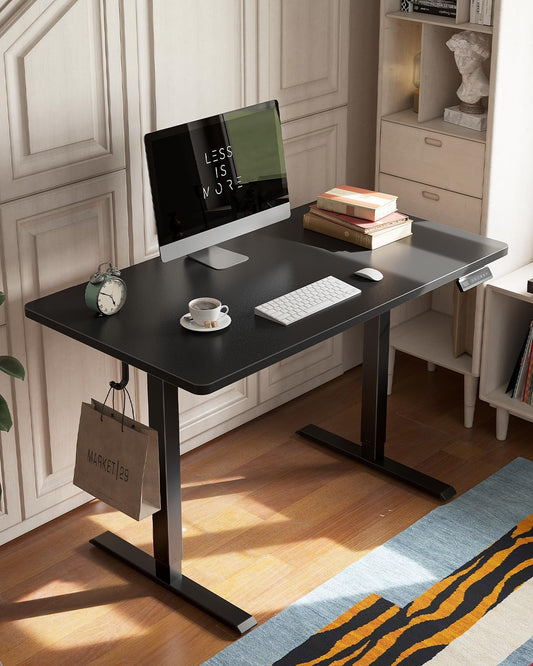 FEZIBO One-Piece Standing Desk Adjustable Height Stand up Home Office Desk, 32x24 Inch Electric Standing Computer Desk, with 4 Memory Presets, Fixable casters, Black