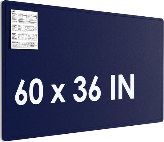 MaxGear Extra Large Bulletin Board 60" x 36", Foldable Felt Board Vision Board Supplies, Cork Board for Office, Home, School, Small Pin Boards for Walls Decorative Display Board Dark Blue