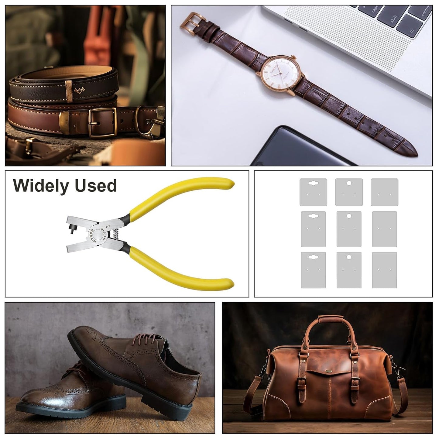 2.0mm Steel & Plastic Leather Hole Punch Tool - Precision Hand Puncher for Watch Bands, Belts, Dog Collars, Shoes, DIY Crafts (Yellow Handle, Long-Lasting & Portable)‌