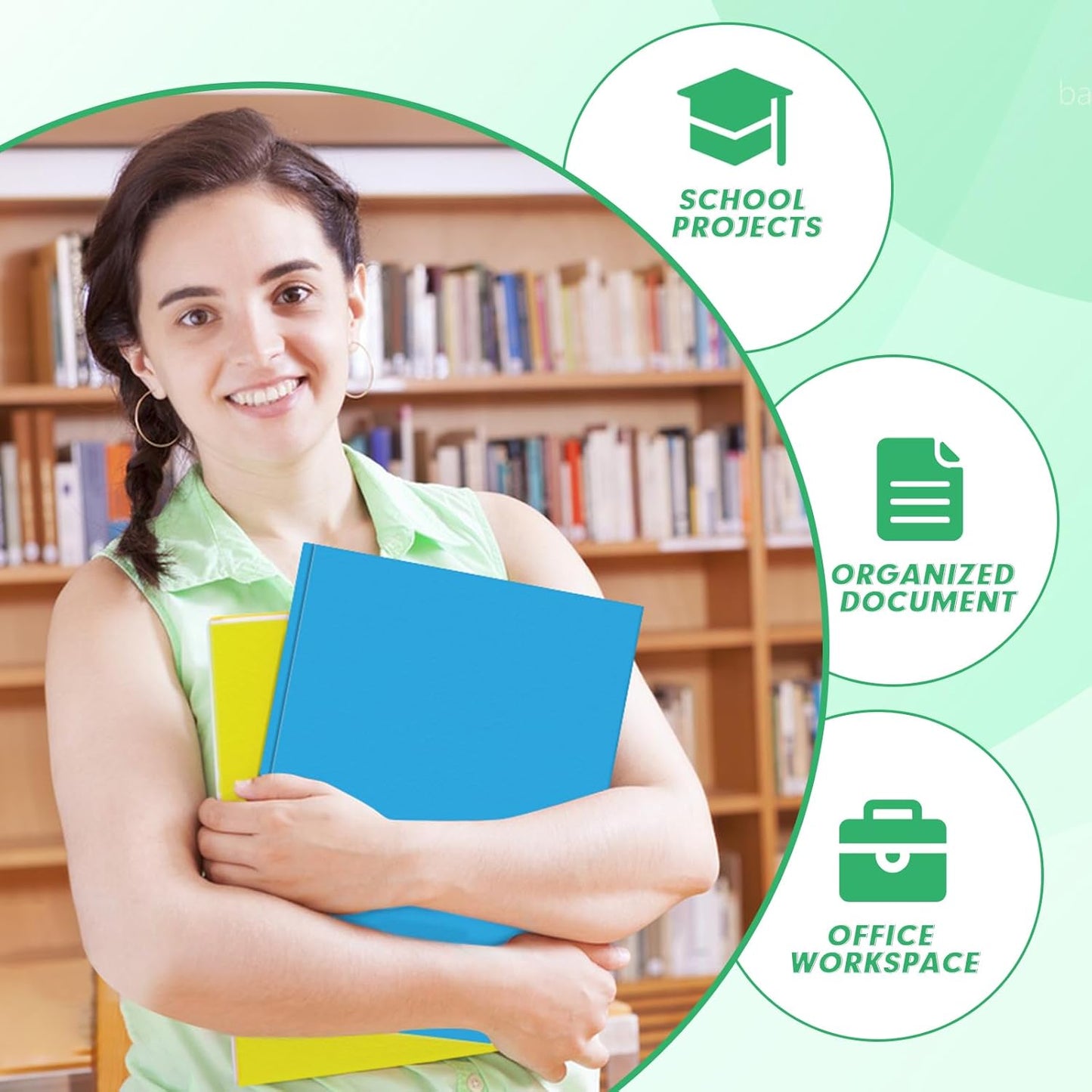 Two Pocket Folders, PANDRI 60 Pack Two Pocket Folders with Prongs, 2 Pocket 3 Prong Folders Designed for Office and Classroom, Letter Size, Assorted 5 Colors