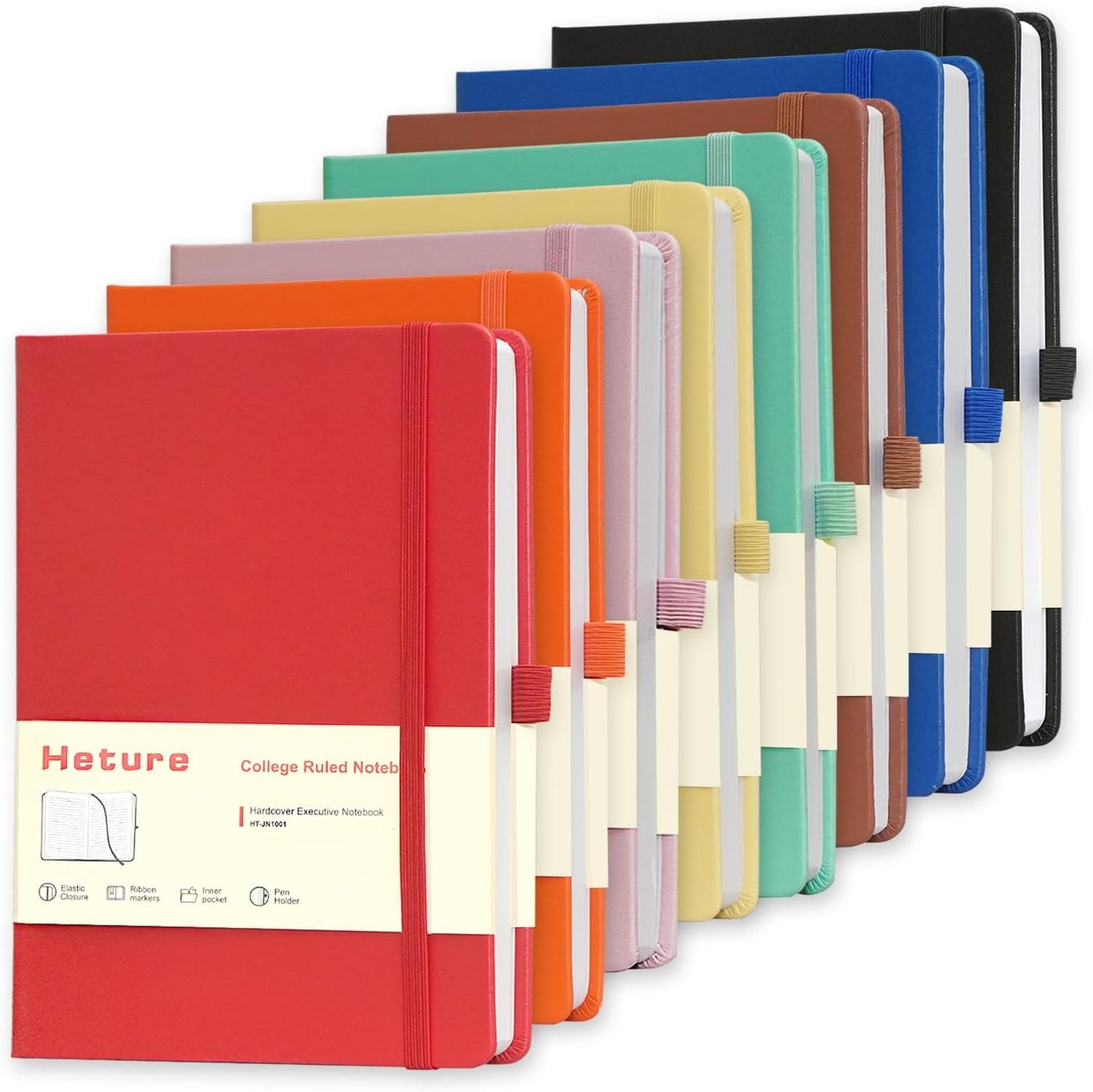 8 Pack Lined Journal Notebooks, A5 Hardcover Notebooks, 5.5 x 8.3 inch, 100GSM,160 Pages, Classic College Ruled Notebooks for Writing/Work/Travel/College (Assorted Color)