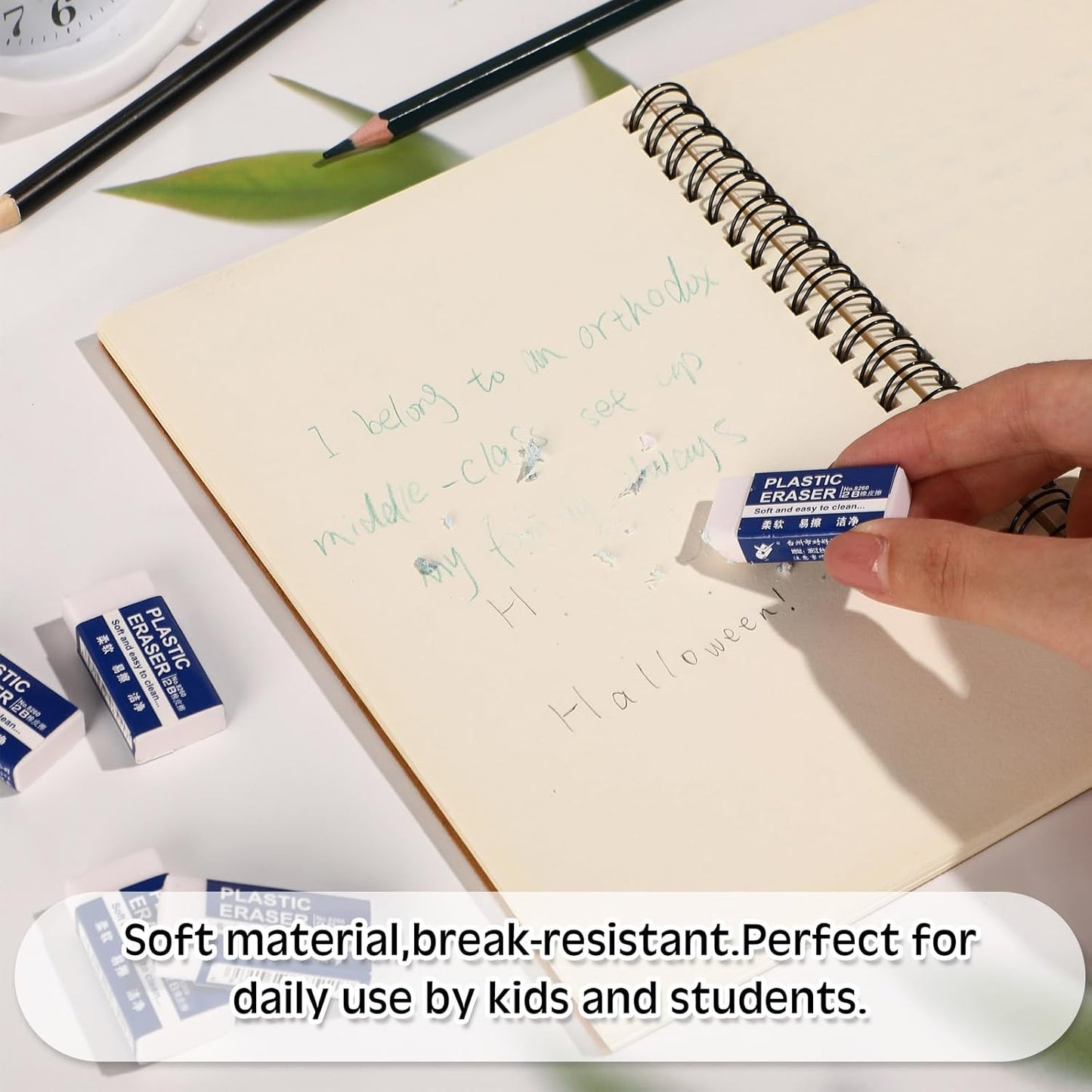 Yeaqee 300 Pcs White Pencil Erasers Bulk Soft Art Erasers School Pencil Erasers for Drawing Kids Student Artist Office Home Writing 1.57 x 0.71 x 0.31 Inch