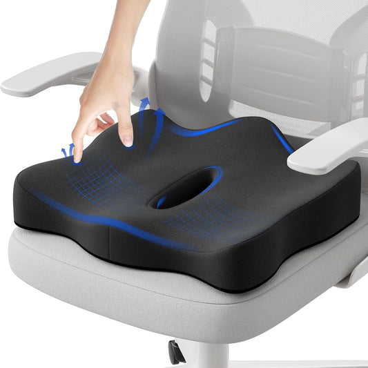 Seat Cushions for Office Chairs - Pressure Relief Seat Cushion - Car Seat Cushions for Pressure Relief, Tailbone Pain, Sciatica & Back Pain Relief for Office Chairs (Jet Black)