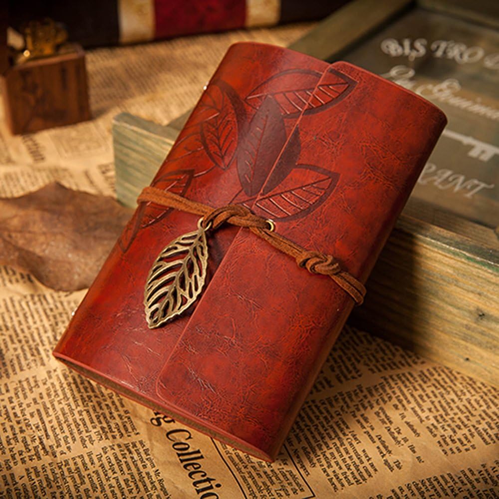 EvZ Vintage Red Brown PU Leather Cover Loose Leaf Blank Notebook Journal Diary Gift
