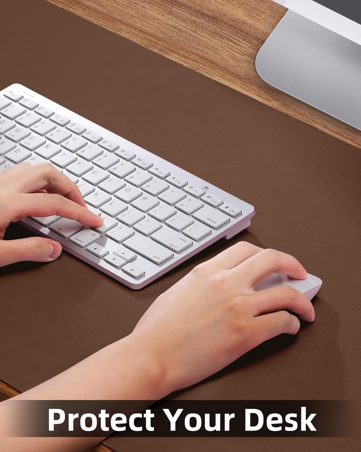 Leather Desk Pad Protector - Non-Slip PU Laptop Mat for Office/Home - Waterproof Writing Pad (31.5"x15.7", Brown)