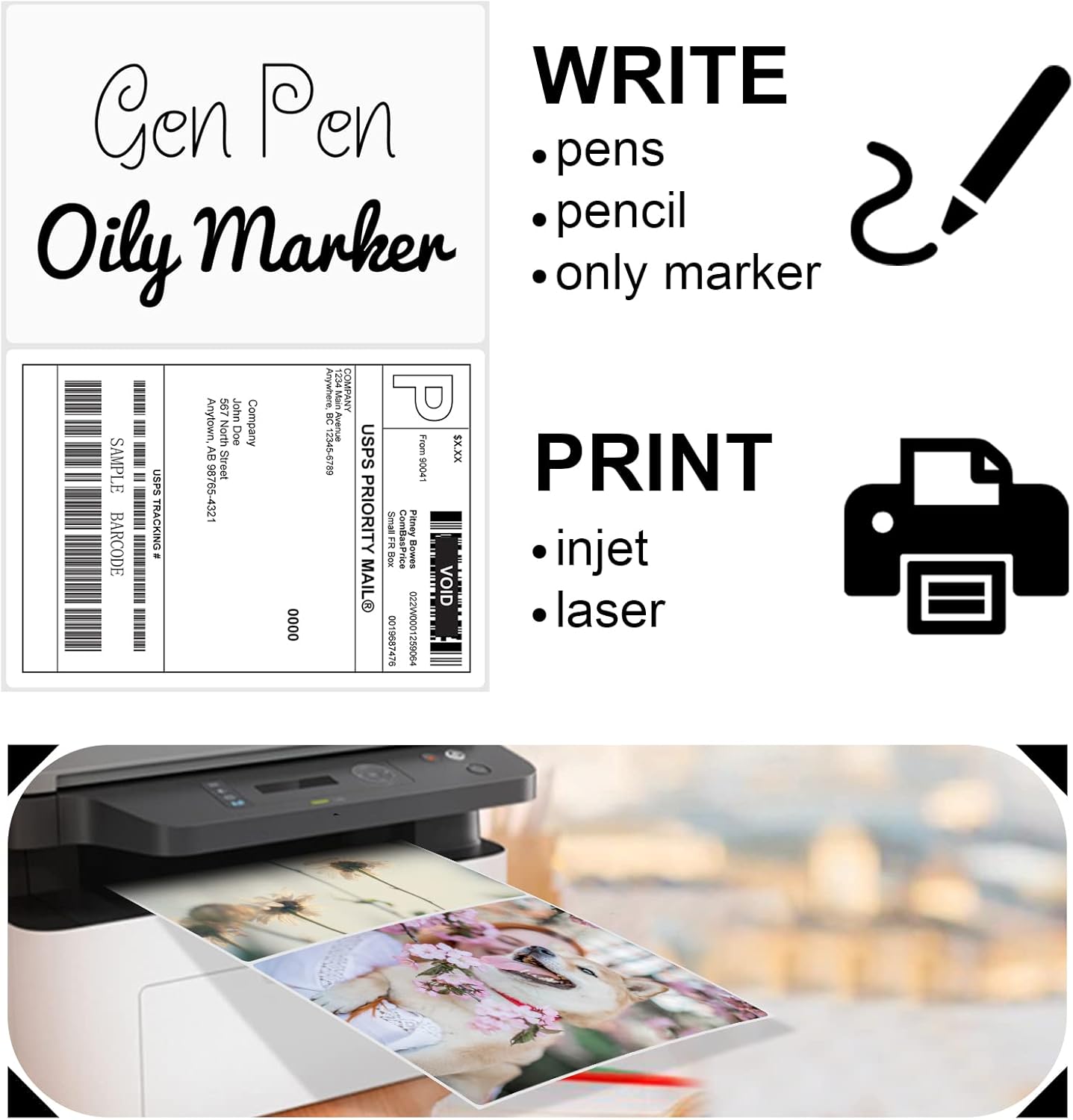 8.5 x 5.5 Half Sheet Shipping Labels for Laser and Inkjet Printers, 2 Per Page Self Adhesive Mailing Labels, White Blank Labels [100 Sheet 200 Labels]